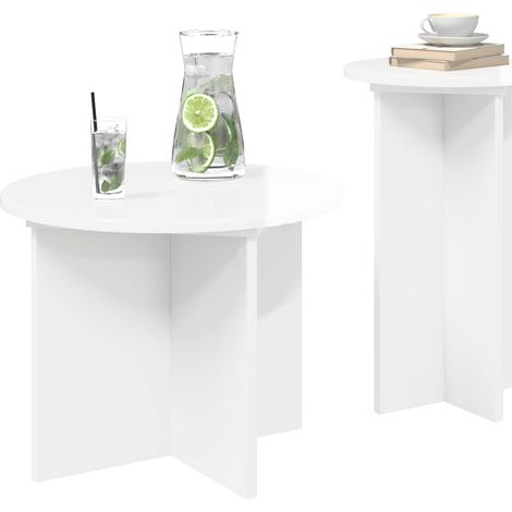 Maison Exclusive - Beistelltisch-Set 2 pcs Hochglanz Weiß Holzwer