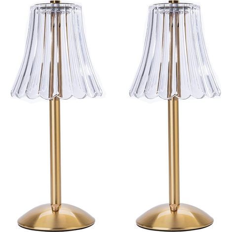 Kabellose Tischleuchte für Zuhause, Esstisch und Restaurant, dreifarbige Touch-Funktion, wiederaufladbar über USB (2 goldene Blumenlampen) (1/5)