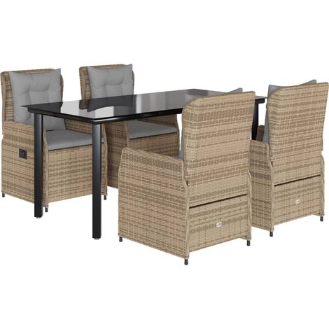 Maison Exclusive - Set comedor de jardín 5 pzas con cojines ratán (1/5)