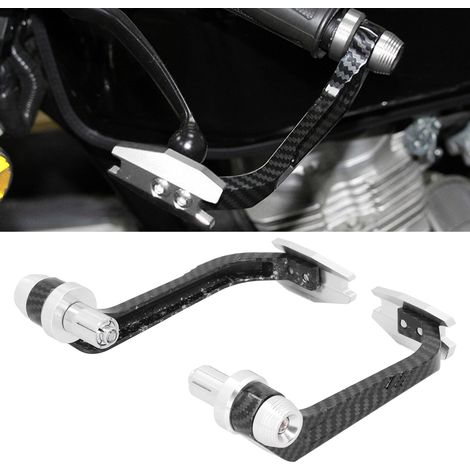 Barre de protection texturée en fibre de carbone pour modification de moto, protections de freins en forme de corne de taureau usinées CNC, protège-mains et protections antichute, 22 mm universel arge (1/5)