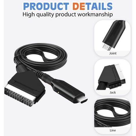Câble péritel vers HDMI-Adaptateur péritel vers HDMI-Convertisseur audio vidéo péritel tout en un vers HDMI 1080p/720p (1/5)