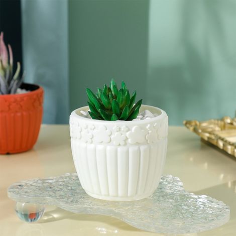 Vase En Plastique - 10 x 8,5 x 7 cm - Pour Disposition De Fleurs Séchées Ou Fraîches - Décoration Intérieure Salon Et Meuble Tv - 1 Pièce (1/5)