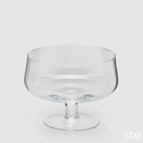 EDG Enzo De Gasperi Vaso Coppa con Piede H 18 Cm D 24,5 Cm Nida Natural Trasparente