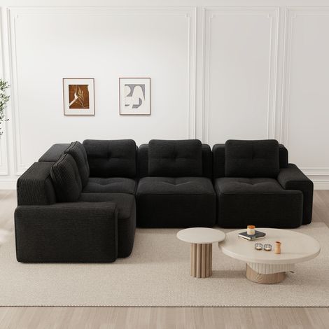 Modulares Ecksofa aus Cord mit rutschfestem Standfuß OKMYHOME (1/5)