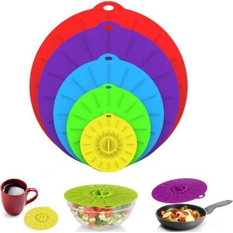 Couvercle En Silicone - 10 cm 15 cm 20 cm 26 cm 30 cm - Pour Récipients Cuisine - Lot De 5