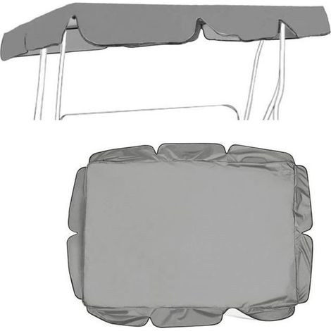 Toile de Balancelle de Jardin 3 Places Imperméable,Toit de Rechange pour Balancelle Extérieur Anti-UV, 164 114 15cm, Gris (1/4)