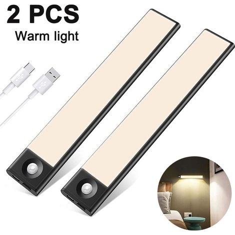 Unterbauleuchte – Infrarot-Bewegungsmelder – USB-wiederaufladbare LED-Beleuchtung – Ultradünn und magnetisch – Für Küche, Schublade, Treppenhaus, Flur – 2 Stück (1/5)