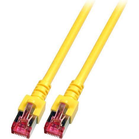 EFB Elektronik K5511.7,5 RJ45 Câble réseau, câble patch CAT 6 S/FTP 7.50 m jaune ignifuge, sans halogène, avec cliquet d'encastrement, contacts do D696101 (1/5)