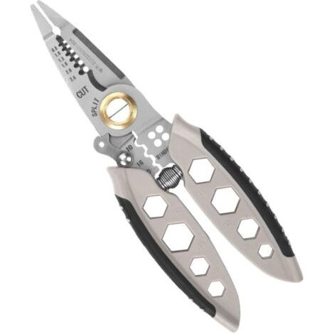 18,5cm Pince à Dénuder Polyvalente, Coupe-Fil 4 en 1 Pince à Dénuder Robuste Outil de Sertissage de Fil Électrique Professionnel pour Fendre Couper Fendre Serrer (1/4)