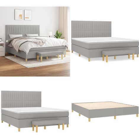 Boxspringbett mit Matratze Hellgrau 160x200 cm Stoff - Boxspringbett - Doppelbett - Bettenrahmen - Schlafsystem - Hellgraues Bett - Home & Living (1/5)