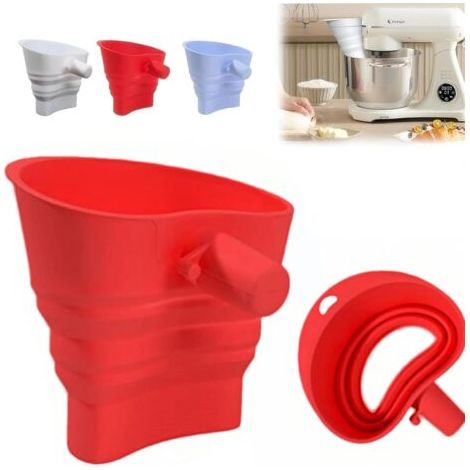 Entonnoir à farine pour robots pâtissiers KitchenAid, compatible avec les modèles de 4,5 à 5 litres, accessoire pliable en silicone, lavable au lave-vaisselle (cycle normal) (1/5)