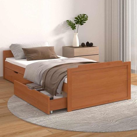 vidaXL Estructura cama sin colchón madera pino marrón miel 90x200 cm (1/5)