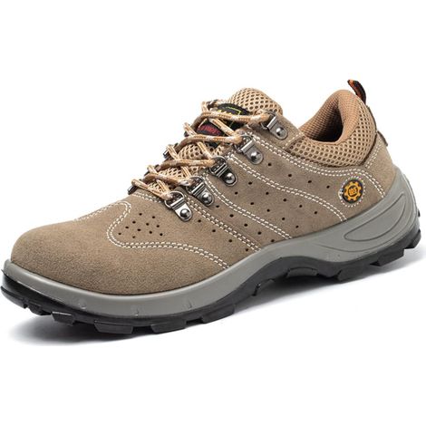 Chaussures de sécurité pour hommes et femmes, chaussures de travail à bout en acier, légères, respirantes, antidérapantes, anti-perforation, à bout composite, marron-44 (1/5)