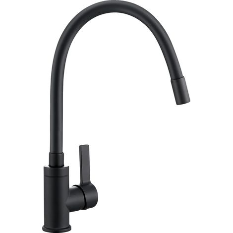 Grifo de cocina, cuello flexible, diseño ahorrador de agua, negro, G3/8 (1/2)