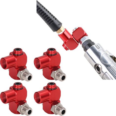 Vier um 360 Grad drehbare Luftschlauchanschlüsse mit 1/4-Zoll-NPT-Gewinde, 1/4-Zoll-Industrieluftanschlüsse und pneumatische Werkzeugadapter. (1/5)