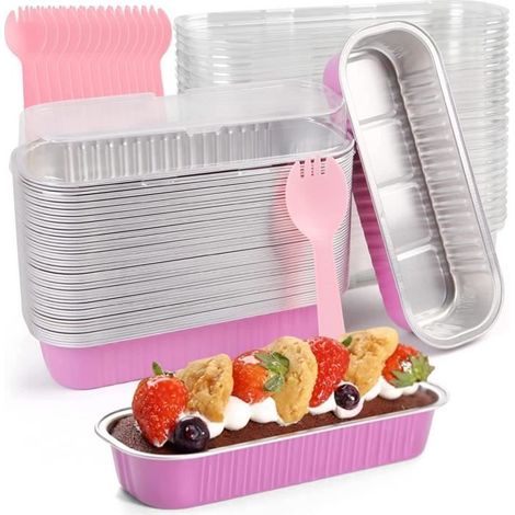 Barquettes Aluminium, 50 Pièces Plateaux Jetables Aluminium avec Couvercles Plateau de Bac d'égouttement pour Barbecue la Cuisson (1/4)