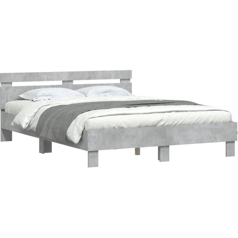 Bed Frame  Concrete grey  Engineered wood, Plywood  Double  Bed Frame vidaXL
