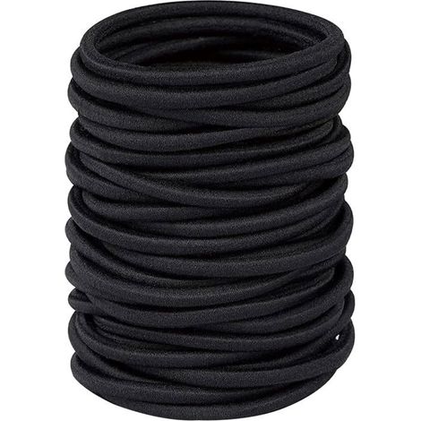 Ecleanfy - Lot de 32 Élastiques Cheveux 4mm Noir - Épais et Résistants - Pour Femmes/Filles/Hommes - Queue de Cheval Confortable (1/5)