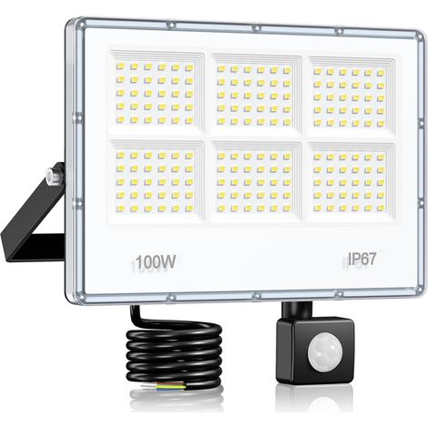 Outdoor LED Motion Detector Floodlight - 100W 10000LM 6 in 1 LED Spotlight Outdoor Motion Detector, IP67 Waterproof 7000K Cool White Outdoor Lighting for Garden, Yard, Street, Garage (1/5)