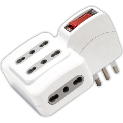 V-TAC 4-Steckdosen-Adapter 10/16A 2P+T Bypass-Überlast 1500W 10A Stecker