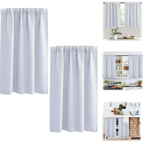 Rideaux occultants lot de 2 en polyester - 76 x 92 cm, uni, pour chambre, cuisine et placard, blanc (1/5)