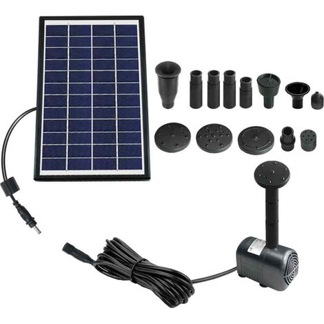 Fontaine Solaire Extérieure de Jardin, 6W Pompe Solaire Bassin Exterieur, Solaire Flottant Extérieur Fontaine avec 9 Buse (1/5)