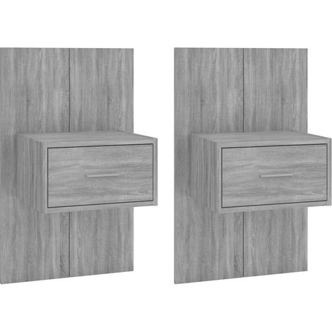Maison Exclusive - Mesita de noche de pared 2 unidades color gris (1/5)