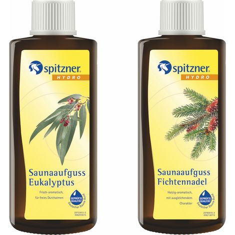 Spitzner 2 Düfte Eukalyptus und Fichtennadel Saunaaufguss mit je 190ml