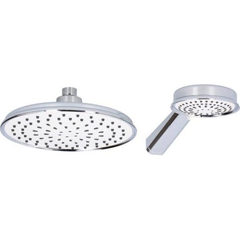 Set Bagno Soffione Doccia Diametro 20 cm + Doccetta 10cm Bagno Vasca Cromato
