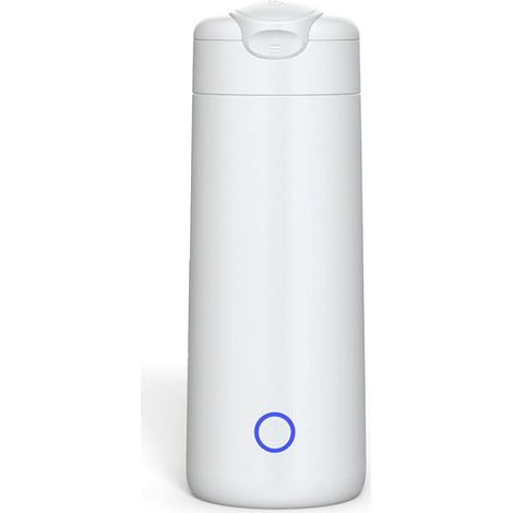 Bouilloire électrique de voyage portable, petite théière chauffante, idéale pour le lait, le café, l'eau et le thé (blanche) (1/5)