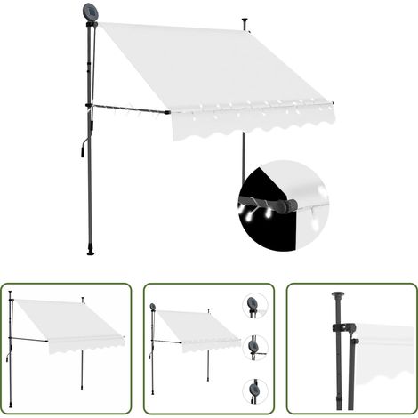 Handbetriebene Markise -  Einziehbare Markise Handbetrieben mit LED 100 cm Creme (1/5)