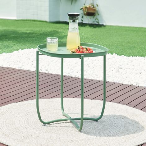 Tabletttisch Sandefjord Stahl 53x46x46 cm Grün [en.casa]