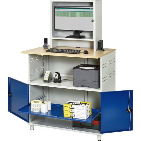 Rau Computer-Tisch 1022 mit Monitorgehäuse T300mm, B1100xT790xH1840mm (1/4)