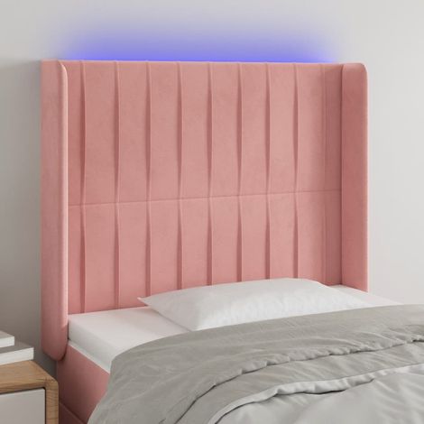 Tête de lit à LED Style Classique Armoire de lit - Rose 103x16x118/128 cm Velours BV530309 - BonneVie (1/5)