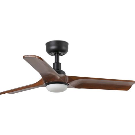 FARO Ventilateur de plafond surface acier noir mat pales pin moteur DC 6 vitesses reversible compatible plafond incline LED CCT Heywood S (1/3)