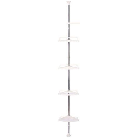 Étagère de douche télescopique 100-320 cm Étagère de douche réglable en hauteur sans perçage Étagère télescopique Étagère d'angle avec 4 paniers (1/5)