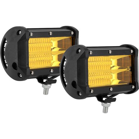 Projecteur de travail LED 144 W, 48 LED, double rangée, avec accessoires de montage, 6000 K, étanche IP68, lumière jaune universelle (1/5)