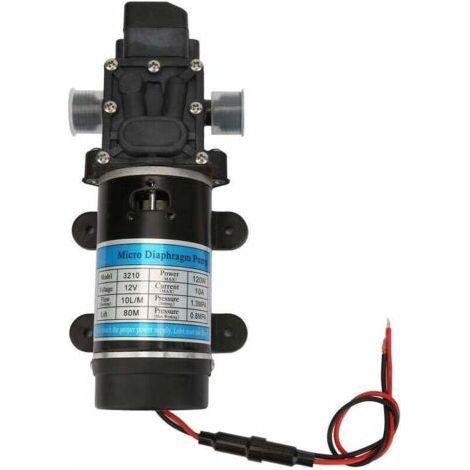 Pompe à diaphragme Pompe à eau 12V/24V 80W Pompe auto-amorçante Pompe à engrenage d'aspiration Structure robuste résistante à la corrosion pour l'irrigation de jardin avec filtre(12V 3210YD-12-120FS) (1/5)