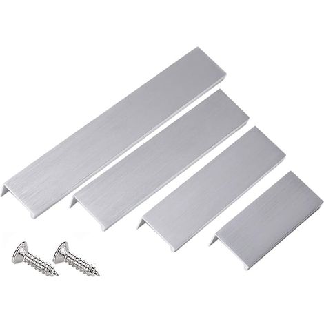 Lot de 6 poignées de placard cachées, en aluminium argenté brossé, invisibles, pour cuisine, porte, tiroir, armoire, chambre à coucher (1/5)