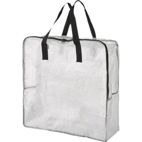 Sac De Rangement Transparent En Lot De 2, Grand Sac Demenagement 62x62cm Avec Poignée De Transport, Sac Rangement Vêtements, Jouets, Couette Pour Buanderie, Garage Ou Grenier
