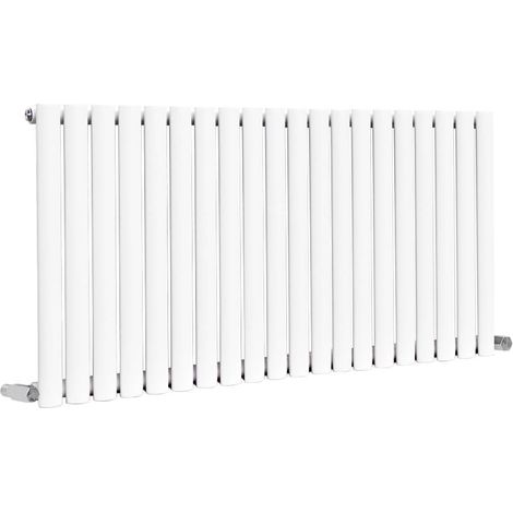 Warmehaus Oval Panel Radiator White Horizontal Single 600x1180mm