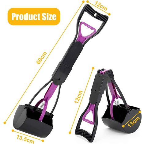 Ramasse-crottes pliable pour chiens et chats, pelle à crottes à long manche, facile à ramasser, noir et violet (violet)-AquaForge