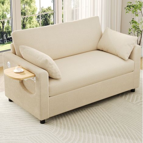 canapé fauteuil convertible compact velours 134 cm OKMYHOME