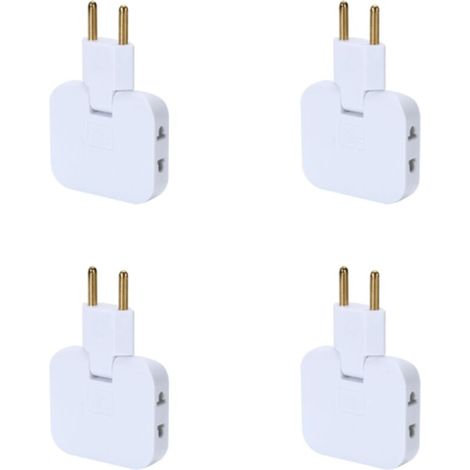 4x Flachsteckdosenleiste für die Schrankmontage mit 3 Steckdosen, Flachstecker mit 180°-Drehgelenk, Wandmontage mit Mehrfachsteckdosenadapter, 16 A/250 V