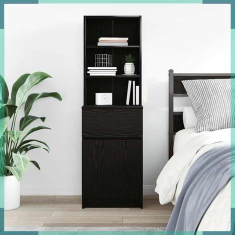 861311 Table de chevet noir 39x35x125 cm bois d’ingénierie (1/5)