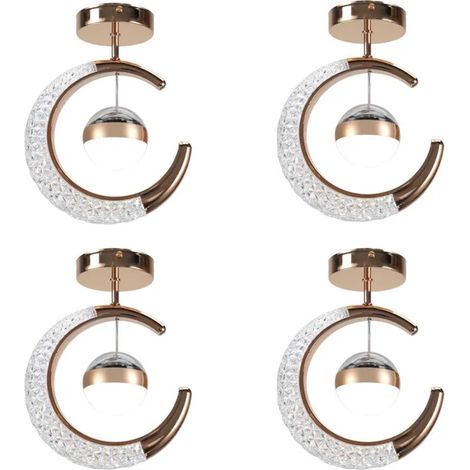4pcs Lampe de Projection Moderne 16W,Lustre Suspension Abat-jour en Aluminium Design Lune LED Plafonnier ,Lumière froide (1/5)
