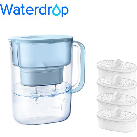 Waterdrop Lucid Water Filter Jug with 1×90 Day Filter, 3.5L, Reduces Fluoride, Chlorine and More, NSF Certified, BPA Free, Blue (With 4 Litre Filters) (1/5)