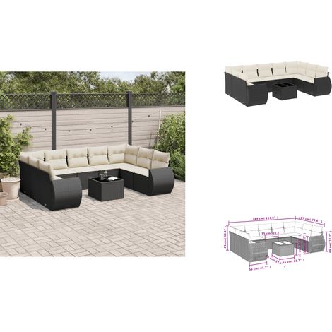 Salon de jardin 10 pcs avec coussins noir résine tressée - Ensemble Salon De Jardin - Mobilier De Jardin - Salon D'extérieur - Résine Tressée - Rotin Synthétique (1/3)
