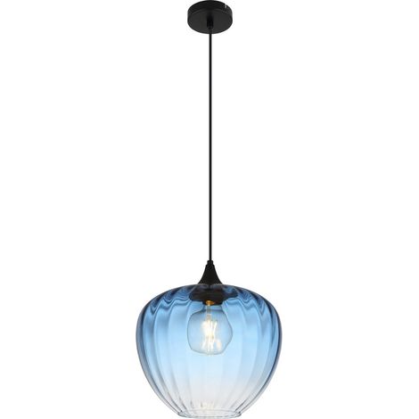Globo - lámpara colgante - SANDER - azul - vidrio - Ø 29cm - E27 (1/5)