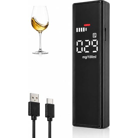 Testeur d’Alcool Portable Rechargeable USB, Alcootest Électronique avec Écran LCD, Éthylotest sans Contact à Capteur Semi-conducteur, Analyseur d’Alcool 3 Couleurs pour Voiture Maison Fête (1/5)